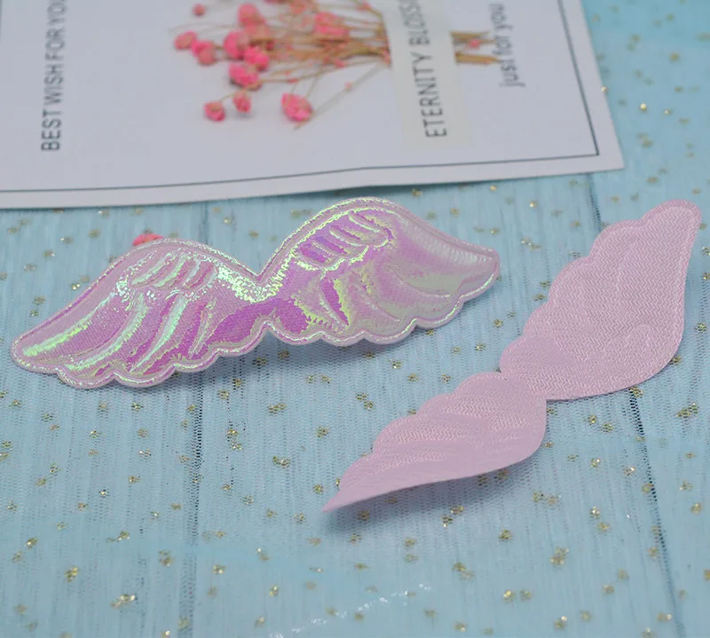 pink 48 шт./партия 10,5*3 см ПУ Крылья Ангела патчи Аппликации для ремесленных одежды Швейные принадлежности "сделай сам" заколки для волос аксессуары - Цвет: pink