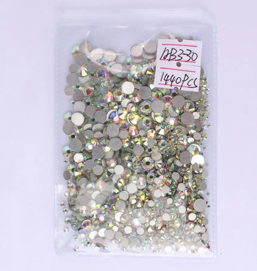 

1440pcs/Pack Mix Sizes 40Colors FlatBack Non Hotfix 3D Crystal AB Nail Art Rhinestones Decorations glitter Gems