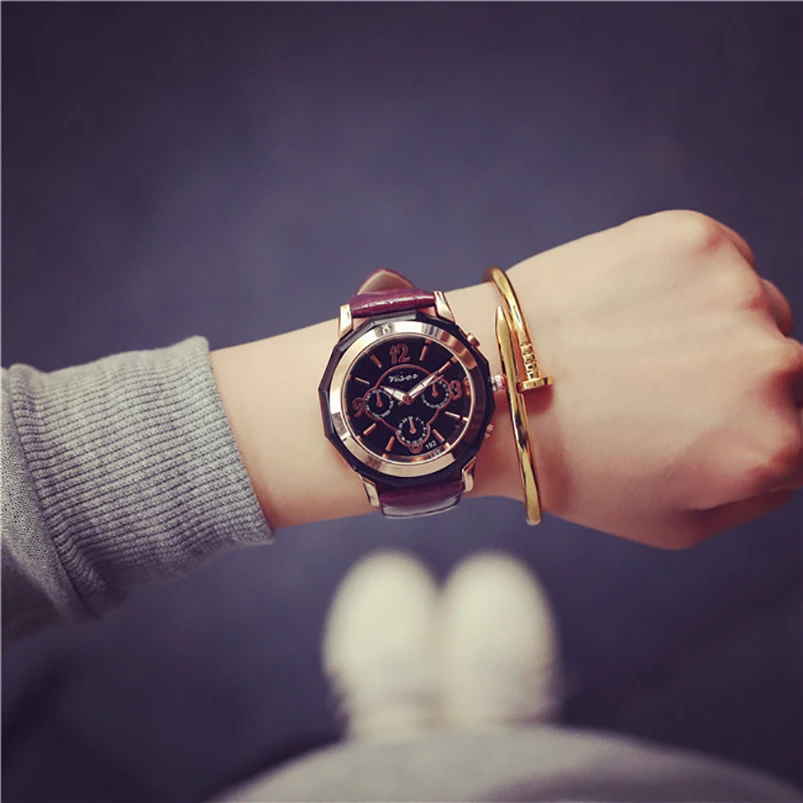 Креативный простой 2020 женские часы платье Женева кожа кварцевые Топ бренд