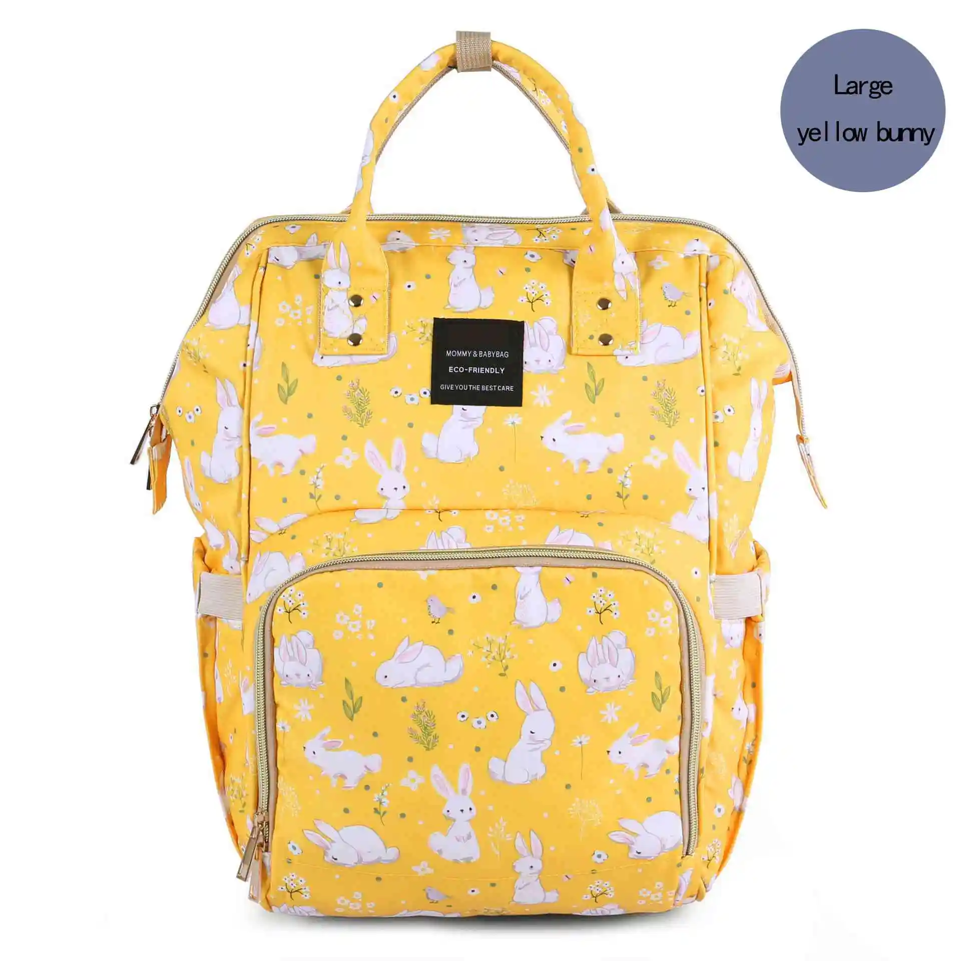 Large yellow rabbit Многофункциональная сумка для мам с принтом, модная сумка для подгузников, дорожный рюкзак для мамы, детская коляска, сумка Hanimom - Цвет: Large yellow rabbit