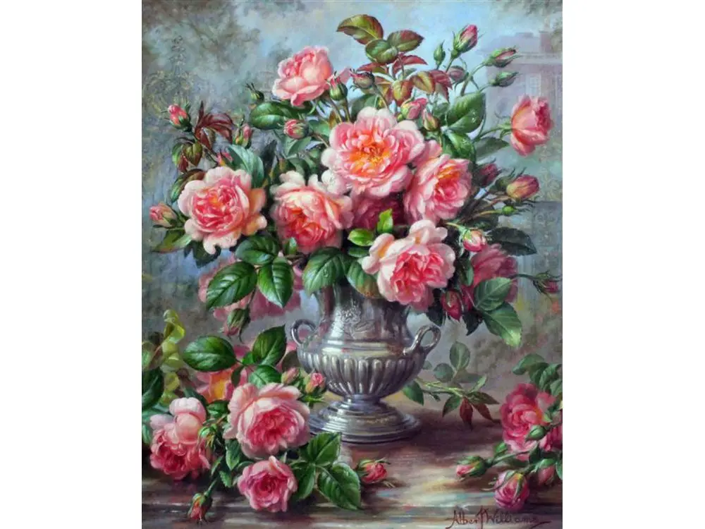 Эра, полное рукоделие, вышивка, DIY картина цветы, 40x50 см, вышивка крестом, наборы, 14CT Белый Вышивка крестом, наборы для вышивания, VS-09 - Цвет: VS-0046