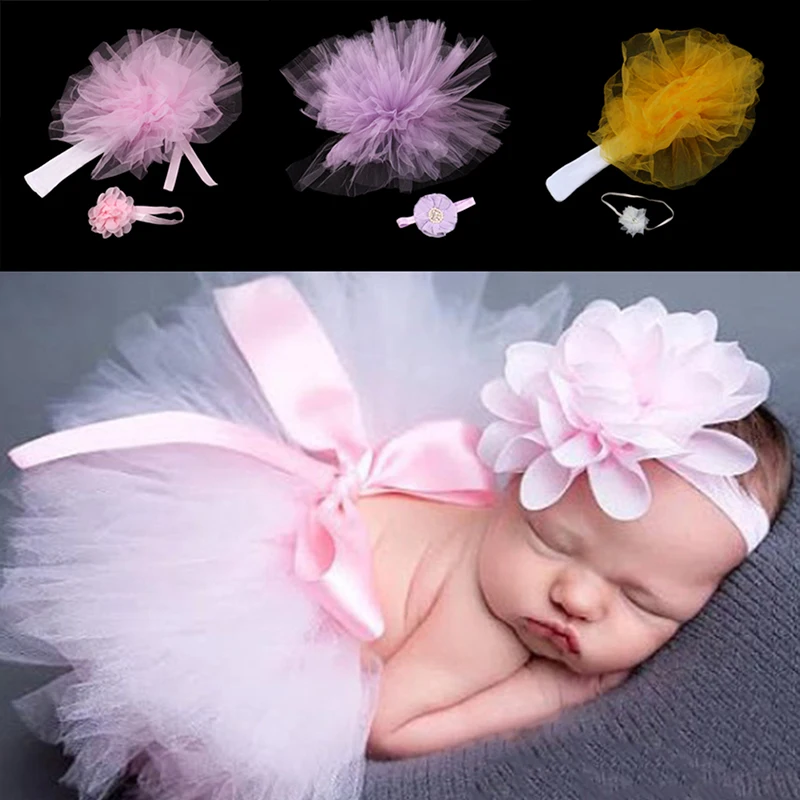 Милая юбка пачка для новорожденных девочек и повязка на голову костюм фотосессии