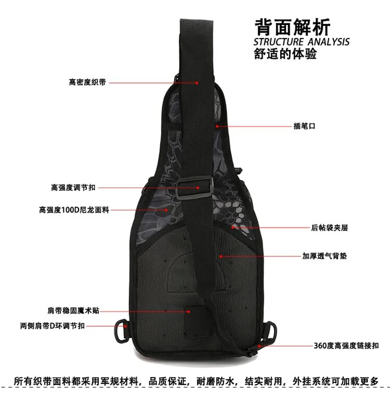Новая тактическая Сумка Molle для рыбалки, походов, охотничьих сумок, спортивная сумка, нагрудный ремень на одно плечо, тактический рюкзак
