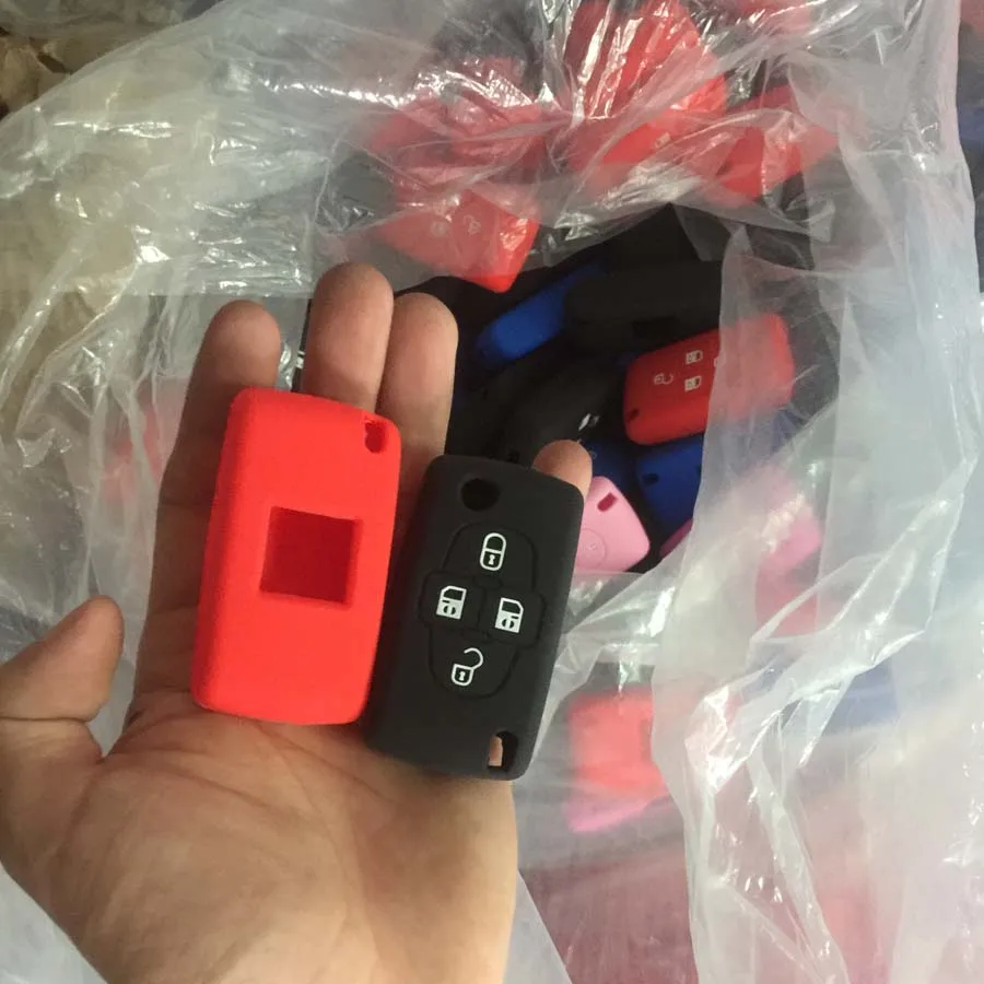 100% силиконовые аксессуары 4 кнопки силиконовый чехол для ключей от машины Peugeot 1007