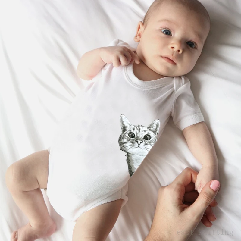 DERMSPE/детский хлопковый комбинезон унисекс с коротким рукавом и принтом в виде