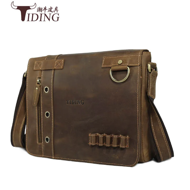 Сумка-мессенджер мужская из кожи Крейзи Хорс винтажный саквояж на плечо для
