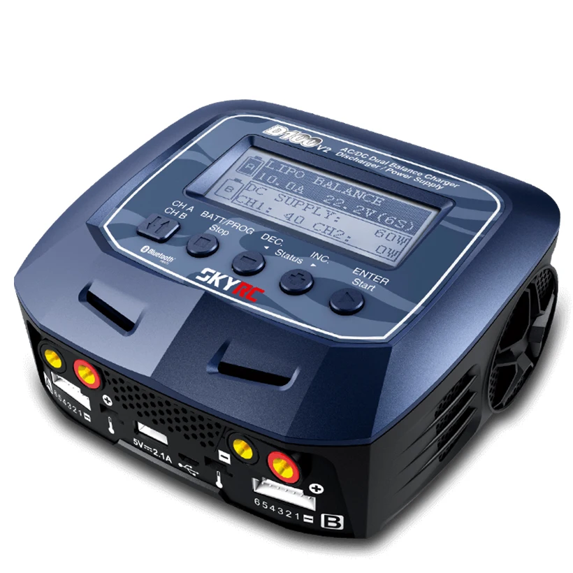 Балансирующее зарядное устройство SKYRC D100 V2 с Постоянный/переменный ток двойное