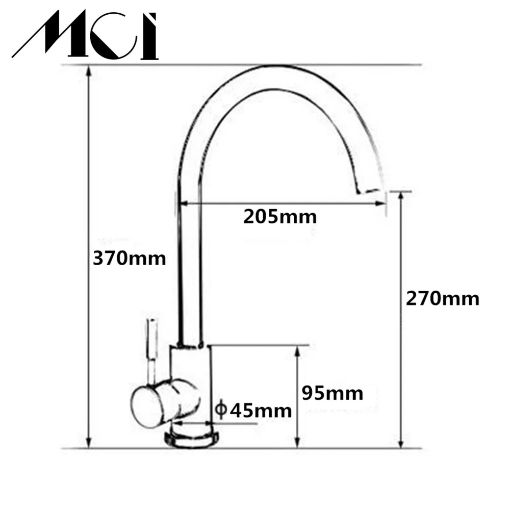 Кухонный кран из нержавеющей стали с матовым покрытием поворотный на 360