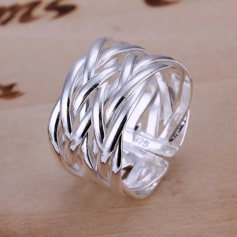 2015 посеребренные Свадебные кольца плетеные anillos оптом SMTR022|wedding rings|ring wholesalewholesale
