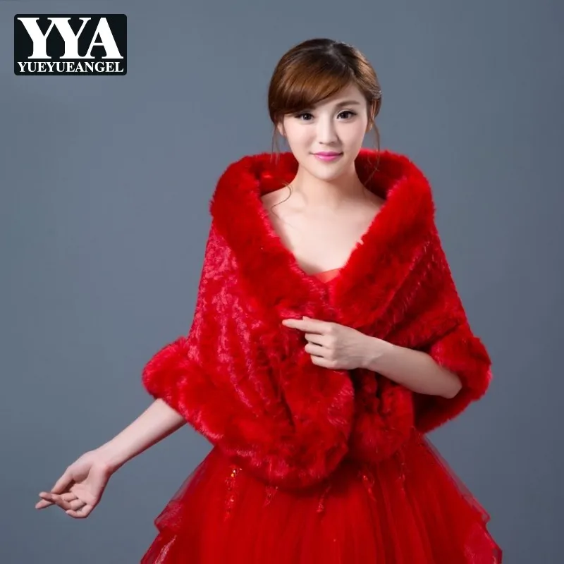Зимняя Свадебная теплая верхняя одежда из искусственного меха для невесты