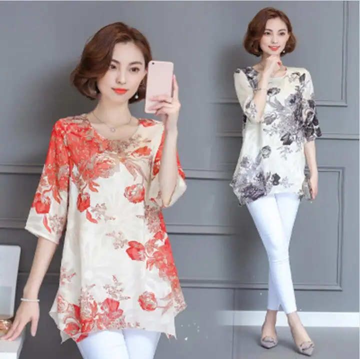 2017 винтажная женская элегантная блузка с цветочным принтом летние женские