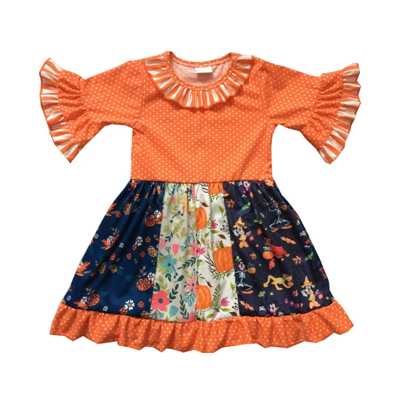 Children New Style Fall and Winter Baby Girls Dresses High Quality Cotton Halloween Print Pattern Clothing Casual Party Dress | Детская