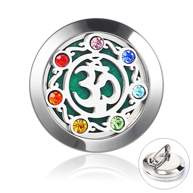 brooch 10 Круглый из нержавеющей стали Духи Диффузор брошь чакра эфирное масло диффузор Кристалл Магнитный медальон ароматерапия броши - Окраска металла: brooch 10