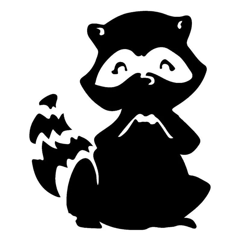 

13.7*16.5CM Creative Cute Raccoon Decal JDM Funny Animal Vinyl Bumper Car Sticker Black/Silver S1-2769