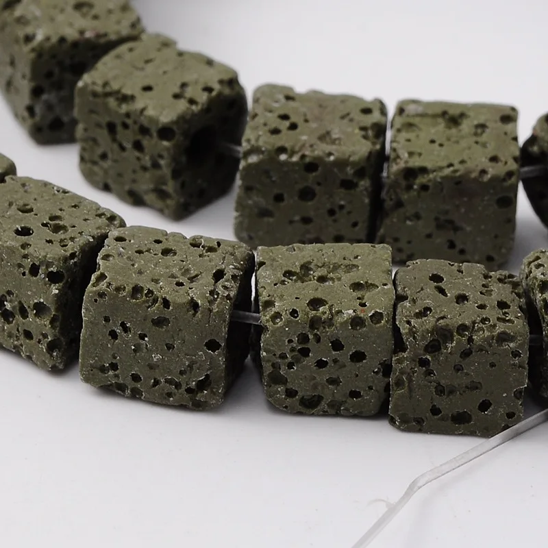 DarkGreen 8x8x8 мм синтетический Lava бисер Полу ювелирные изделия бисер свободные каменные нити куб окрашенный для Diy ювелирных изделий - Цвет: DarkGreen