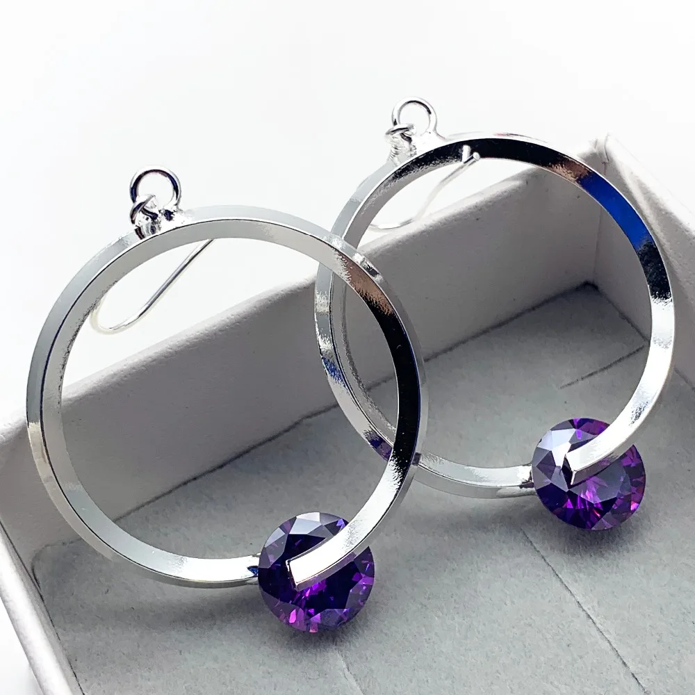Женский кулон в виде сердца boucle d'oreille с фиолетовым цирконием волны дельфина и