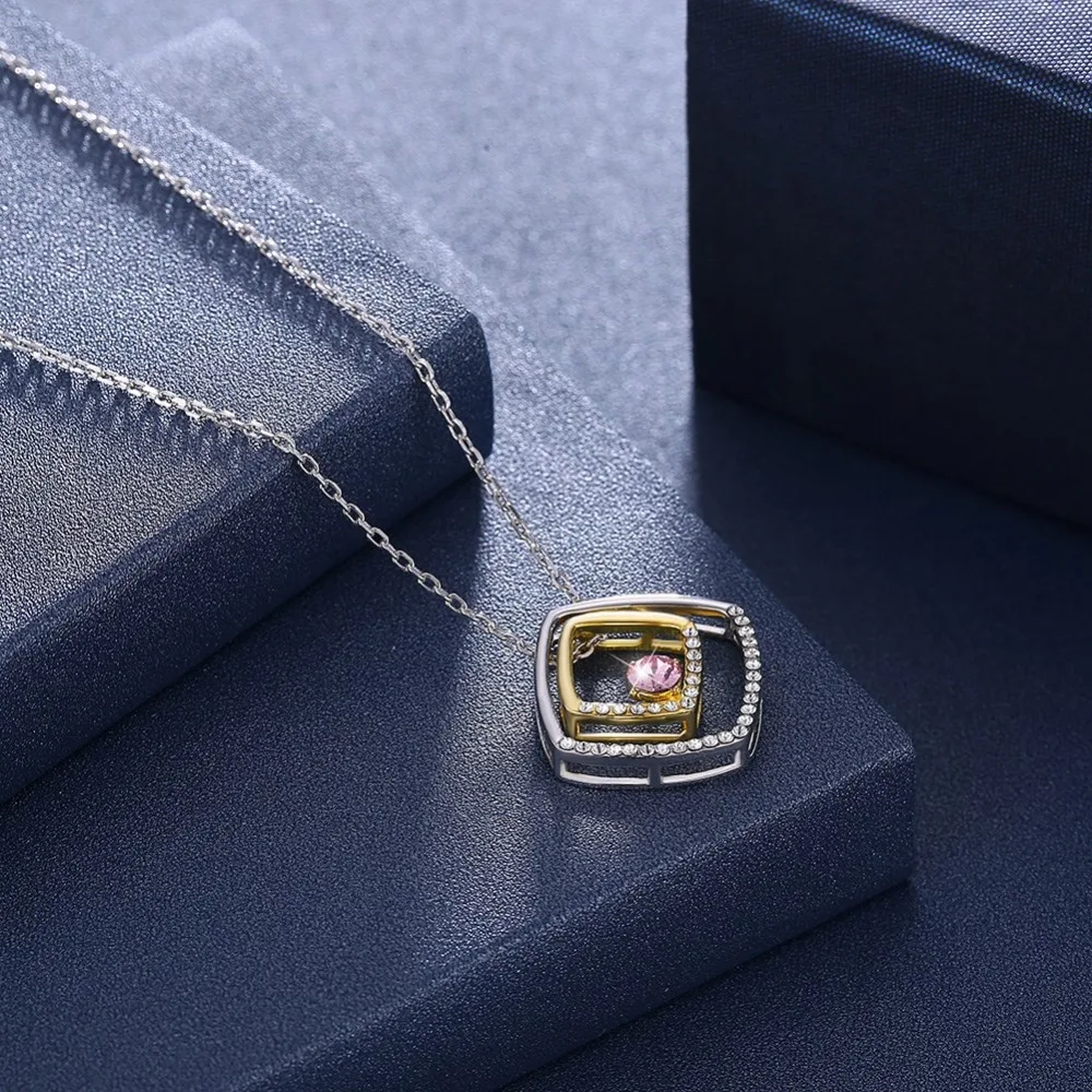 Ожерелье с кристаллами от Swarovski LEKANI колье подвеской в виде ромба 925 пробы