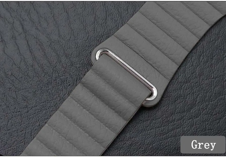 Grey Кожаный ремешок-петля для Apple Watch 42 мм 44 мм наручный браслет Iwatch 4 3 2 1 40 мм 38 мм ремешок для часов Correa спортивный ремень браслет - Цвет ремешка: Grey