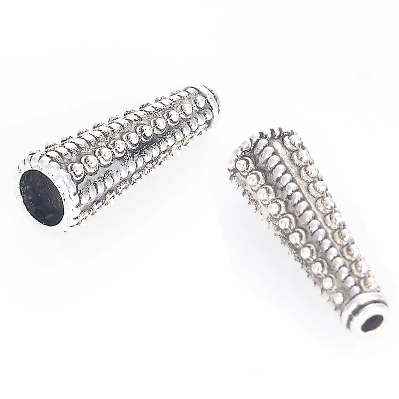 10X30mm 6 шт./лот, ожерелье, кисточка, шнур, Типсы, античный посеребренный, выгравированный конусный бисер, колпачки для самостоятельного изготовления ювелирных изделий, аксессуары - Цвет: 10X30mm
