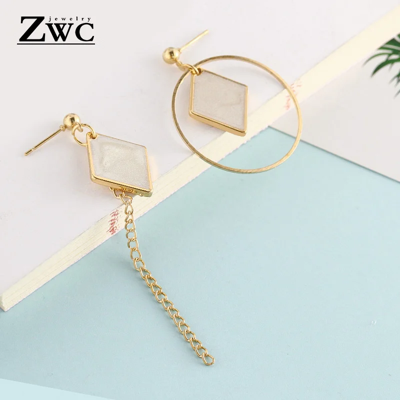 ZWC, модные новые женские акриловые Висячие серьги,, длинные висячие серьги, подарок для женщин, вечерние, свадебные ювелирные изделия, Brincos - Окраска металла: Gold 7