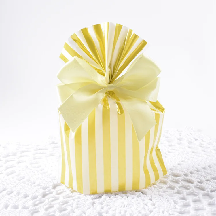 gold stripe 10 шт., золотой мешок для конфет, коробка для конфет, сумка для печенья, Подарочная сумка, для свадьбы, дня рождения, вечеринки, декор для малышей, вечерние принадлежности, подарок для девочек - Цвет: gold stripe