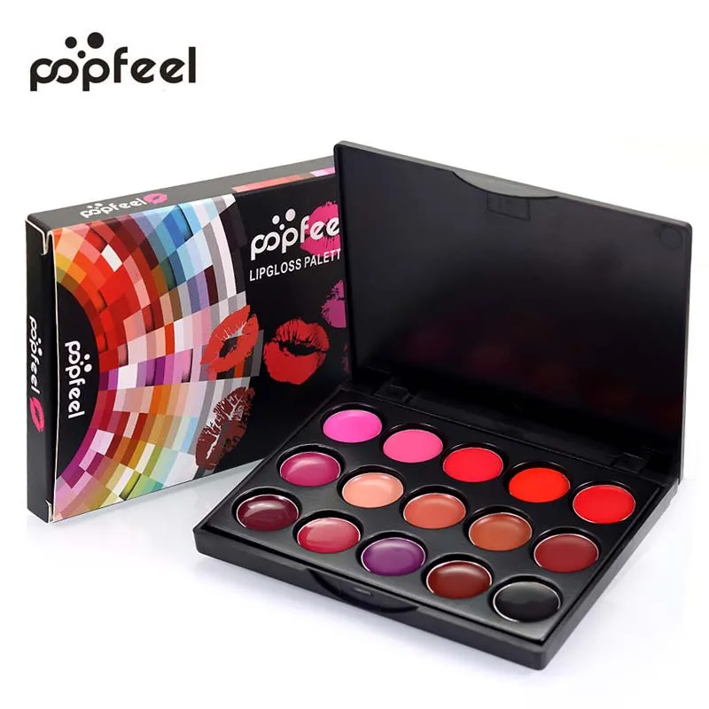POPFEEL-палитра блеска для губ 15 цветов матовая губная помада Обнаженная оттенок