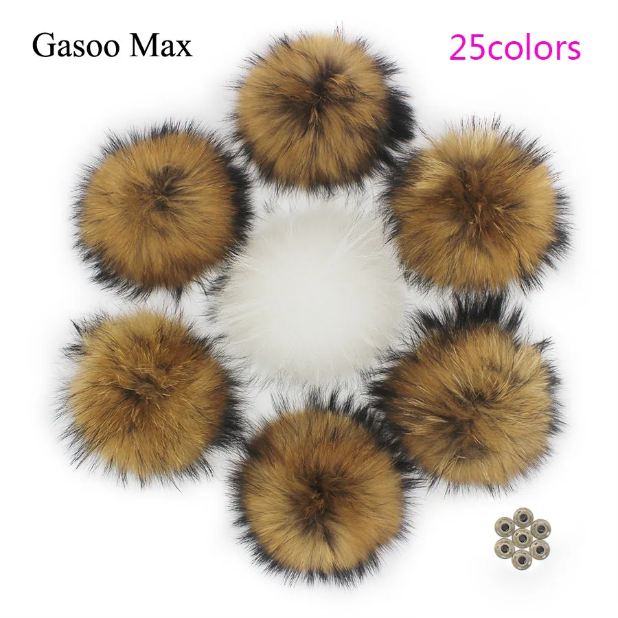 

5pcs/ lot DIY 13-14cm 15cm Raccoon Fox Fur pom poms fur balls for knitted hat cap beanies and scarf real fur pompoms