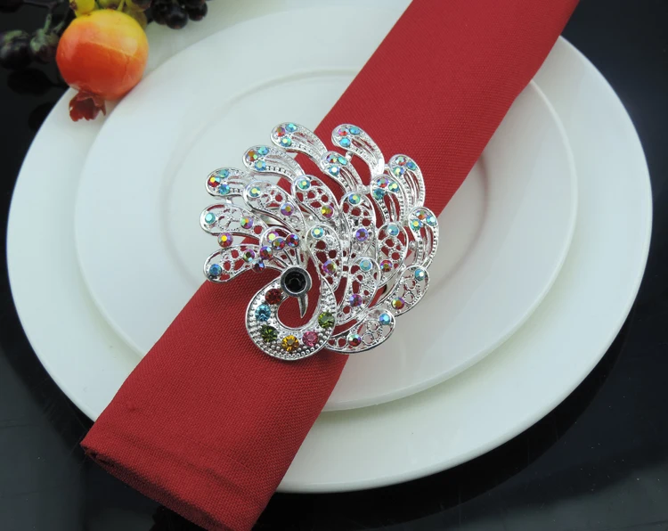 2 шт./лот изысканное кольцо для салфеток с павлином бриллиантовые салфетки