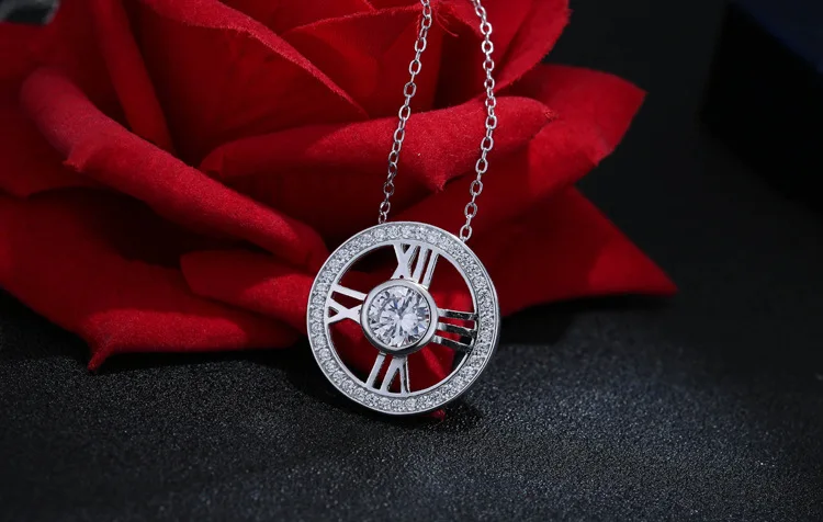 

Drop Shipping 925 Sterling Silver Chain Necklaces Crystal Rhinestone Round Pendants&Necklaces Jewelry Collar Colar de Plata