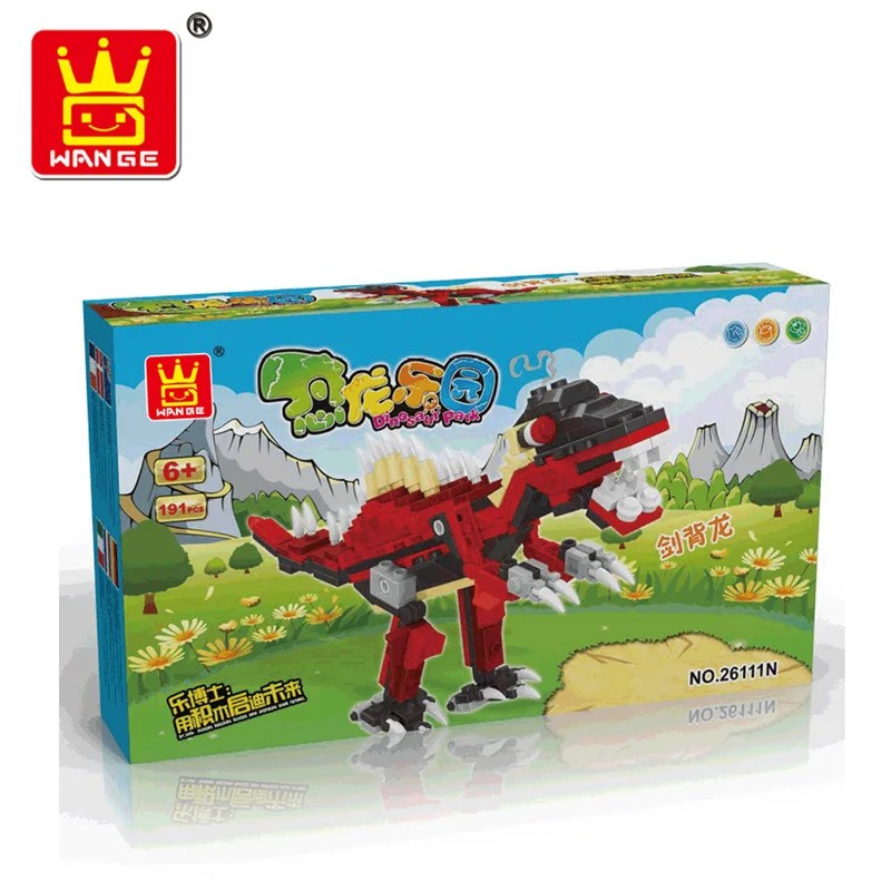 Wange маленькие частицы Строительные блоки Набор динозавр парк дети Сделай Сам