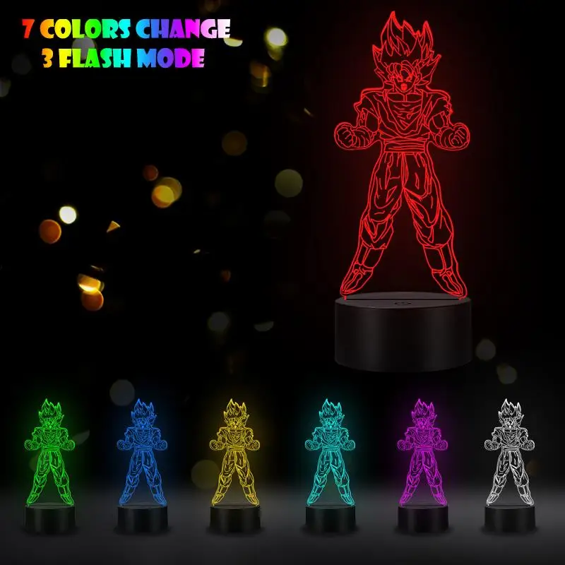 Светодиодный ночсветильник VCity 3D настольная лампа Drgon Ball Saiyan WuKong USB RGB