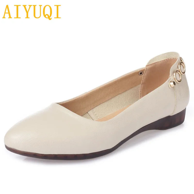 Туфли AIYUQI женские из натуральной кожи однотонные повседневные лоферы без