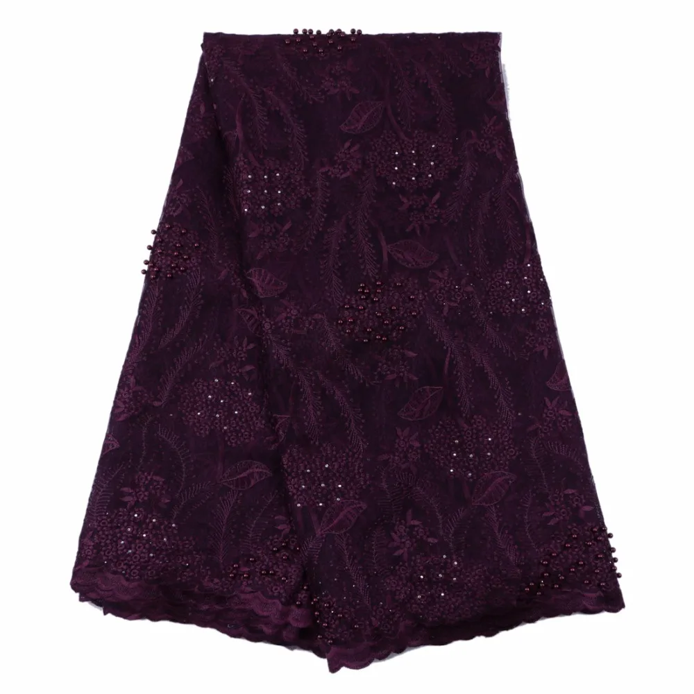 Последние африканские Кружево 2017 вышитые Дизайн французского фатина с Бусины в