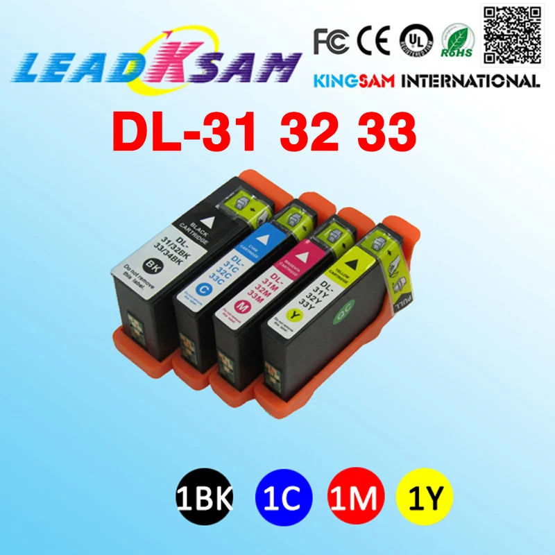Картридж с 4 чернилами совместимый принтером DELL31 32 33 34 V525w V725w|ink cartridge|compatible ink