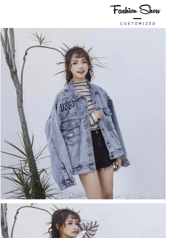 Винтажное джинсовое Пальто осенние короткие джинсовые куртки женские Chaqueta Mujer уличная бойфренд Базовые Куртки Для Харадзюку готический
