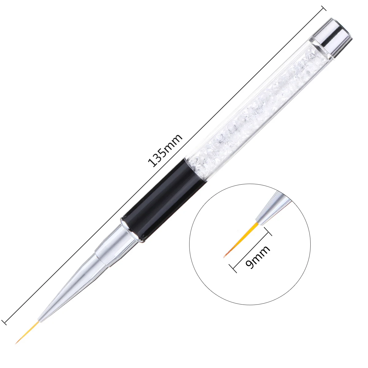 liner brush 9mm Monja, 5 стилей, кисти для нейл-арта, стразы, акрил, УФ-гель, удлинение, ручка для резьбы, плоские французские линии, цветок, живопись, кисть-вкладыш - Цвет: liner brush 9mm