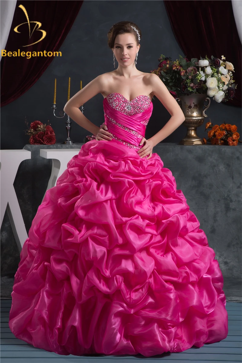 

2021 Quinceanera Dresses With Sweetheart Beads Ruffles Ball Gown Long Organza For 15 Years Vestidos De 15 Anos Debutante W50