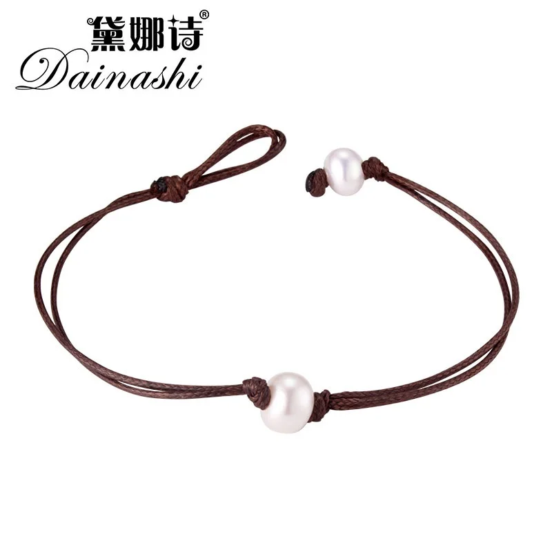 Браслеты Dainashi из 100% пресноводного жемчуга ручной работы Классические хлопковые