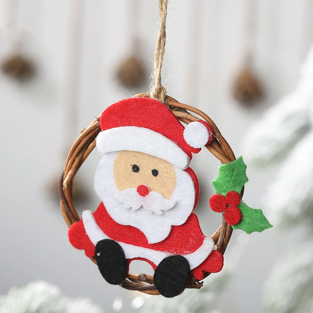Santa clause 1 шт. милые деревянные елочные украшения в виде лося, подвесная Подвеска для изготовления, рождественские украшения в виде Санты для дома, год - Цвет: Santa clause