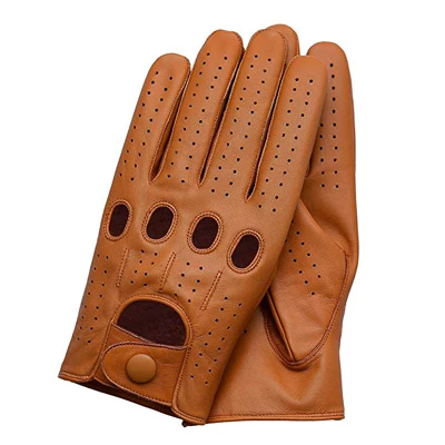 Leather brown Новое поступление, мужские перчатки, козья кожа, для верховой езды, перчатки для вождения, полный палец, Нескользящие перчатки без подкладки для мужчин, перчатки из натуральной кожи - Цвет: Leather brown
