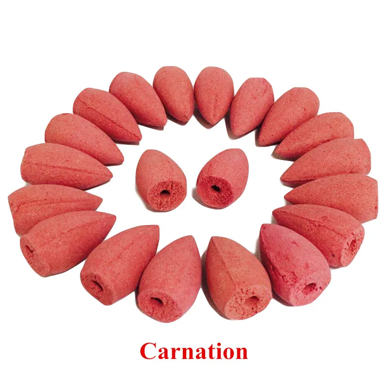 Carnation 20 шт./пакет здоровый натуральный цветочный аромат обратного Ладан Лили розовое мята бледно-лиловый Зелёный чай полыни обратного потока Ладан конусов - Аромат: Carnation