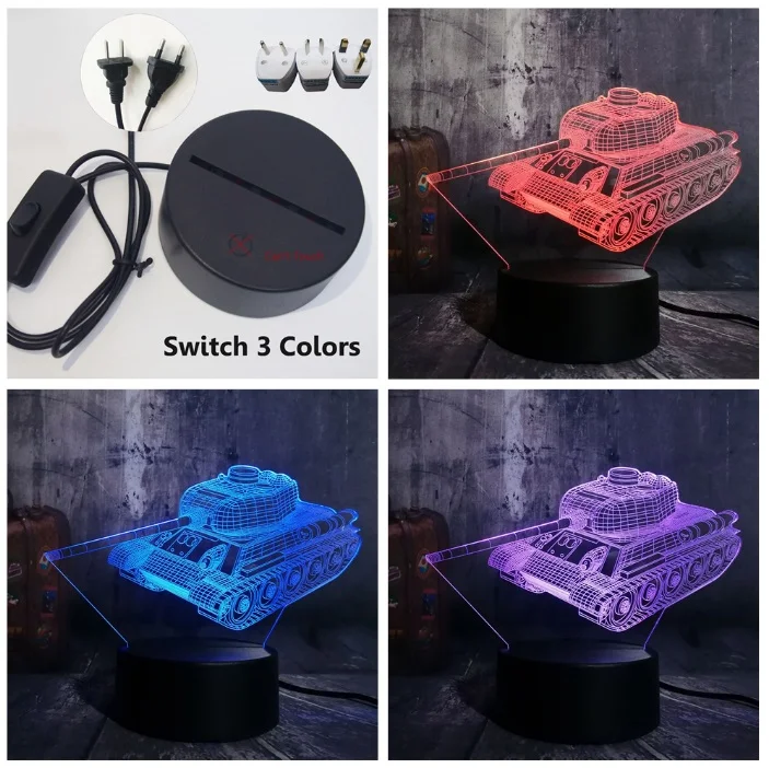 Switch one 3 Color Лидер продаж прохладный 3D машина бак светодиодный Ночной светильник Настольная лампа Новинка 7 цветов изменить атмосферу дома Декор Блеск для детей Рождественский подарок - Испускаемый цвет: Switch one 3 Color