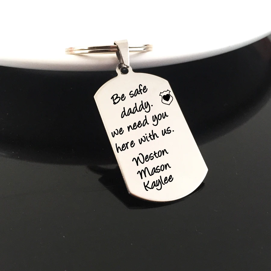 Персонализированные Имя Brother Sister Dog Tag полицейский значок брелок для отца с