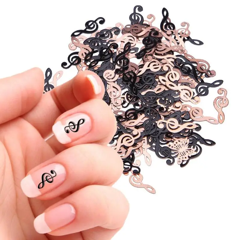 1 коробка, наклейки для ногтей, стикеры 3D на ногти Nail Art, музыкальная нота, салон, металл, сделай сам, украшения для ногтей, наконечники, колесо