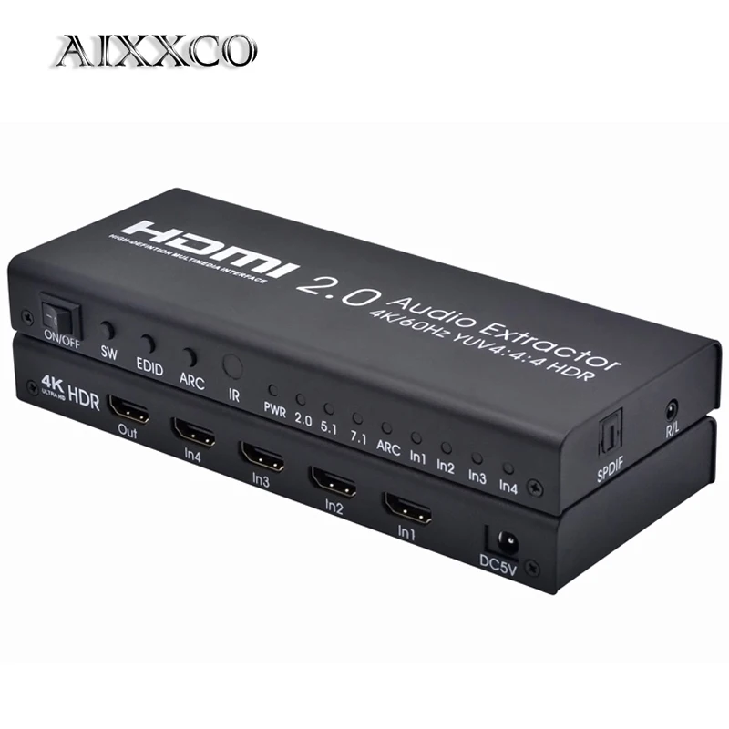 AIXXCO 4 K HDMI 2 0 4x1 выключатель с аудио экстрактор коммутатор сплиттера Поддержка K/60Hz