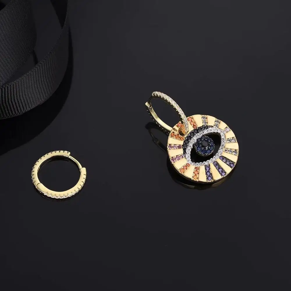 Женские серьги-капли в виде глаз золотого цвета круглые серьги стиле панк модные