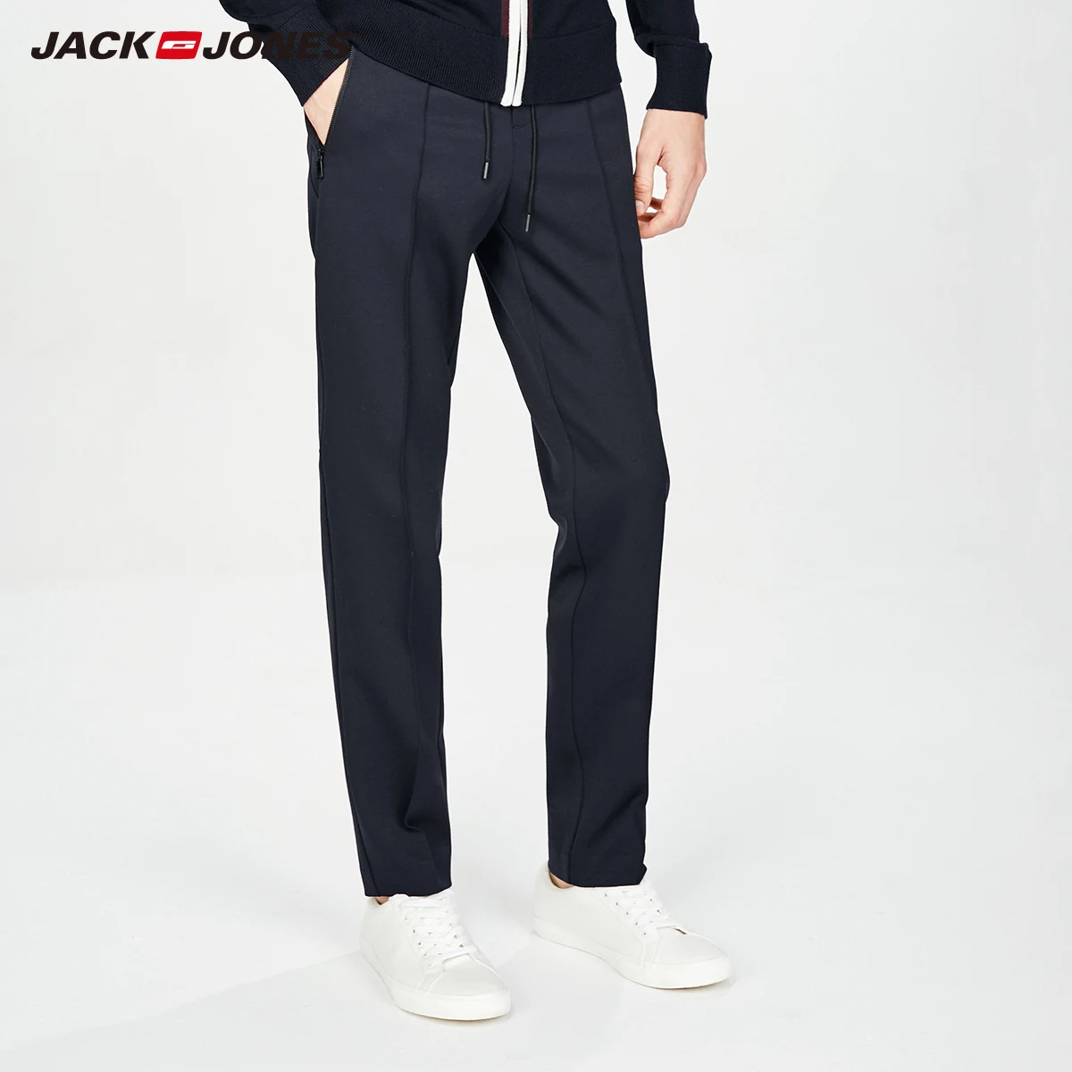 Бренд Jack Jones, мужские шерстяные брюки, офисные формальные брюки для мужчин, модные черные брюки | 217314573 - Цвет: MIDNIGHT