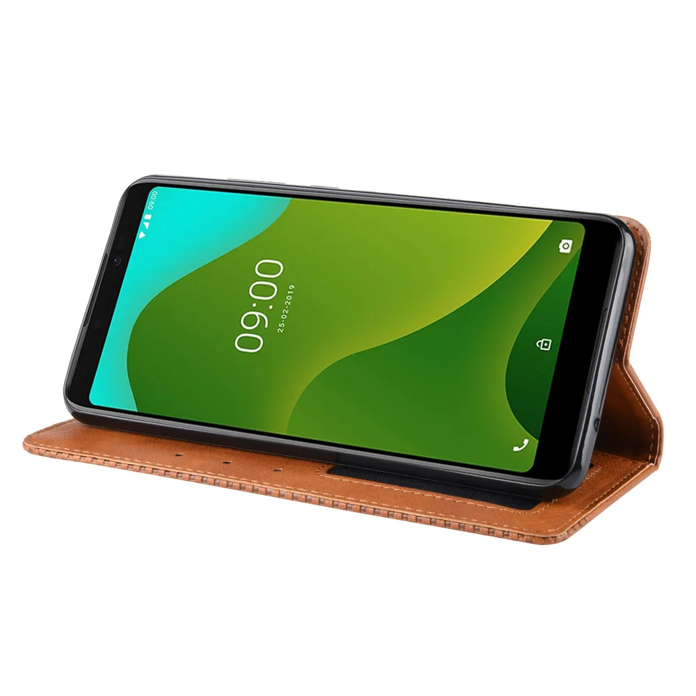 Кожаный флип чехол с магнитной застежкой в стиле ретро для Wiko Jerry 4 View 3 Lite бумажник