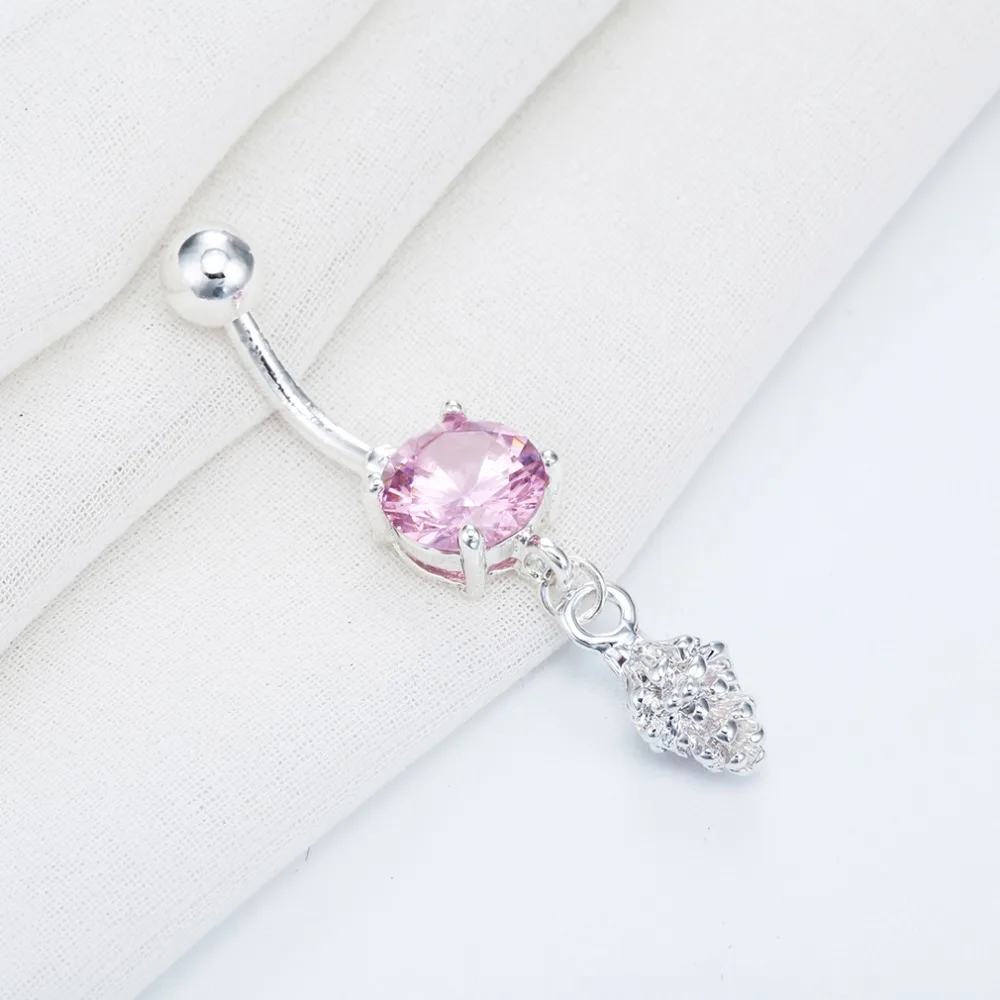 Женское кольцо пуговица с фиолетовым камнем|crystal belly button rings|belly ringsbutton ring |