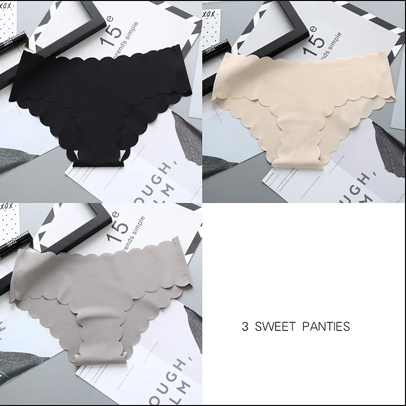 Black Apricot Gray 3 шт., сексуальные трусики, женские бесшовные трусики, дамское нижнее белье, интимное женское нижнее белье для женщин, сексуальные трусы, женские бесшовные трусики - Цвет: Black Apricot Gray